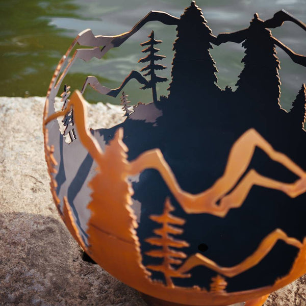 Fire Pit Art Mountain Vista 36-Inch Steel Fire Pit Design Detail
