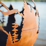 Fire Pit Art Mountain Vista 36-Inch Steel Fire Pit Detail Up Close