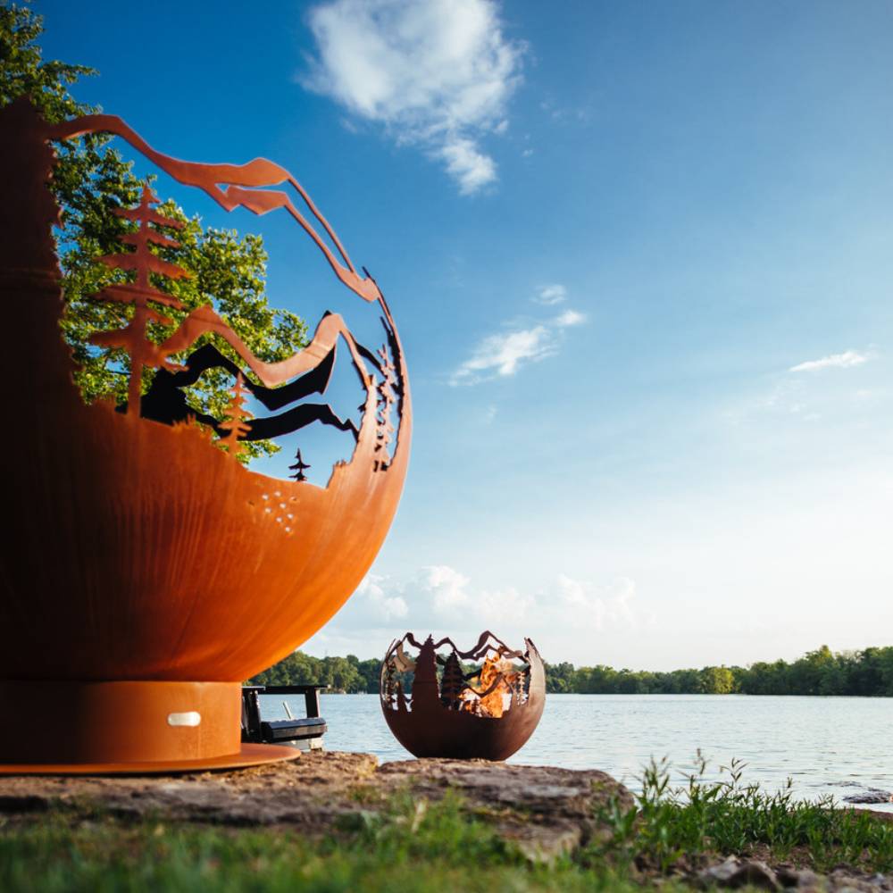 Fire Pit Art Mountain Vista 36-Inch Steel Fire Pits