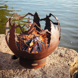 Fire Pit Art Mountain Vista 36-Inch Steel Fire Pit with Wood Burning