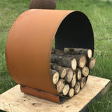 Fire Pit Art Orbit Handcrafted Artisan Log Rack Half Full