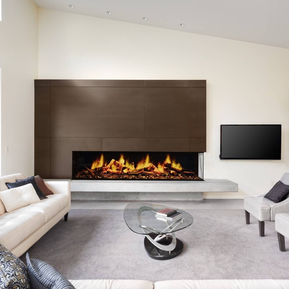Flamerite E-Ridium 1800 Corner Installation in Modern Living Room
