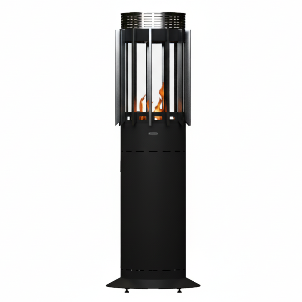 GlammFire Selene Hedges Free Standing Gas Patio Heater in Black Lacquered Steel