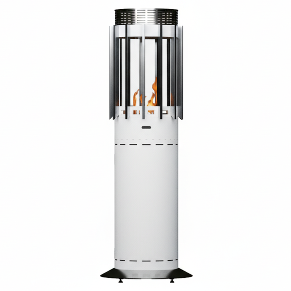 GlammFire Selene Hedges Free Standing Gas Patio Heater in White Lacquered Steel