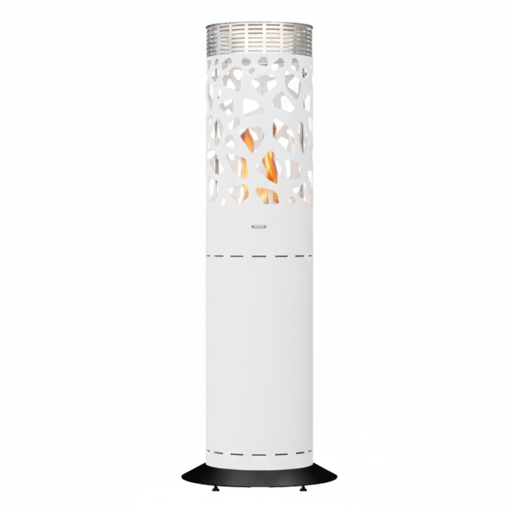 GlammFire Selene Tile Free Standing Gas Patio Heater in White Lacquered Steel