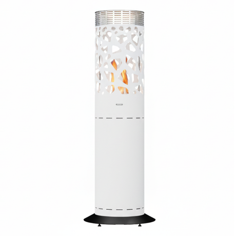 GlammFire Selene Tile Free Standing Gas Patio Heater in White Lacquered Steel