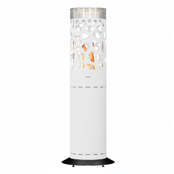 GlammFire Selene Tile Free Standing Gas Patio Heater in White Lacquered Steel