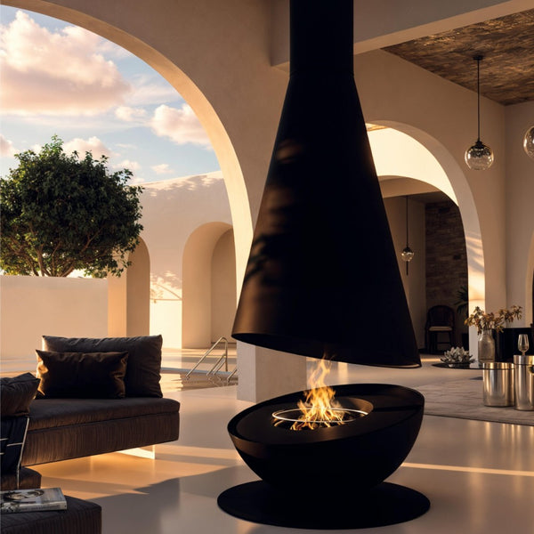 GlammFire Thales Firewood Wood Burning Fire Pit in Black Finish at Outdoor Space