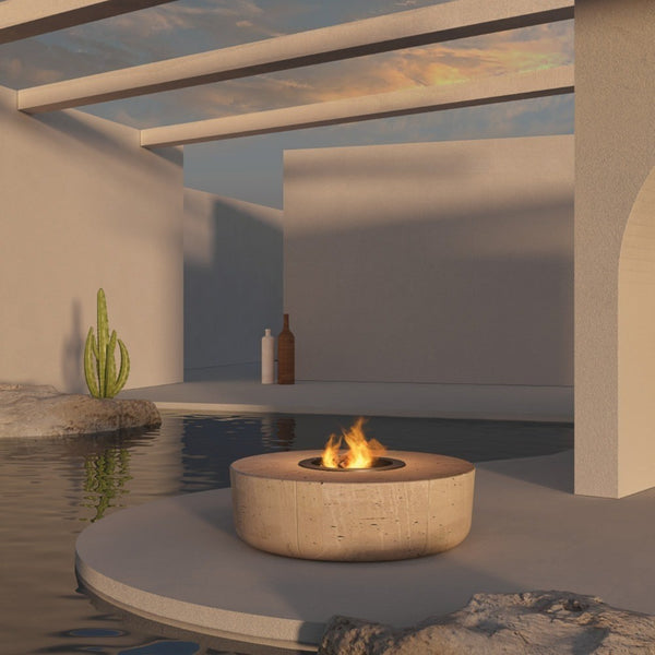 GlammFire Zarzuela Wood Burning Fire Pit at Outdoor Pool