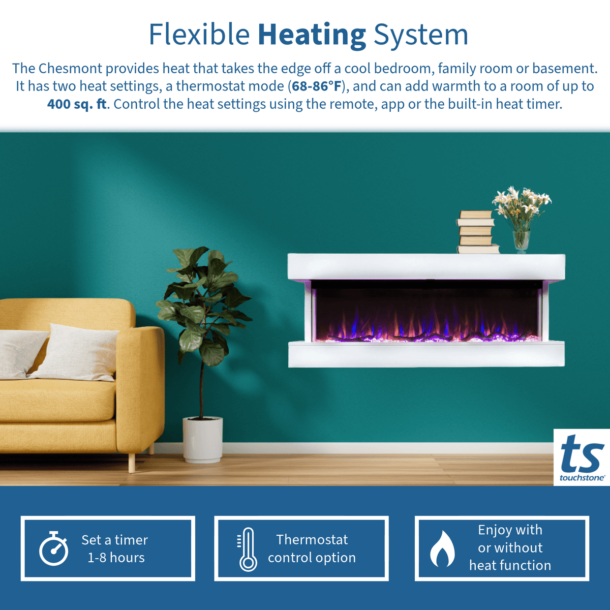 Touchstone Chesmont 50-Inch heating coverage graphic