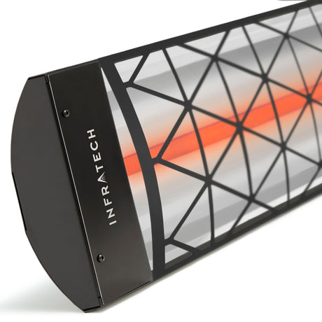 close up on infratech motif collection c series 2600w electric heater with contemporary fascia in black