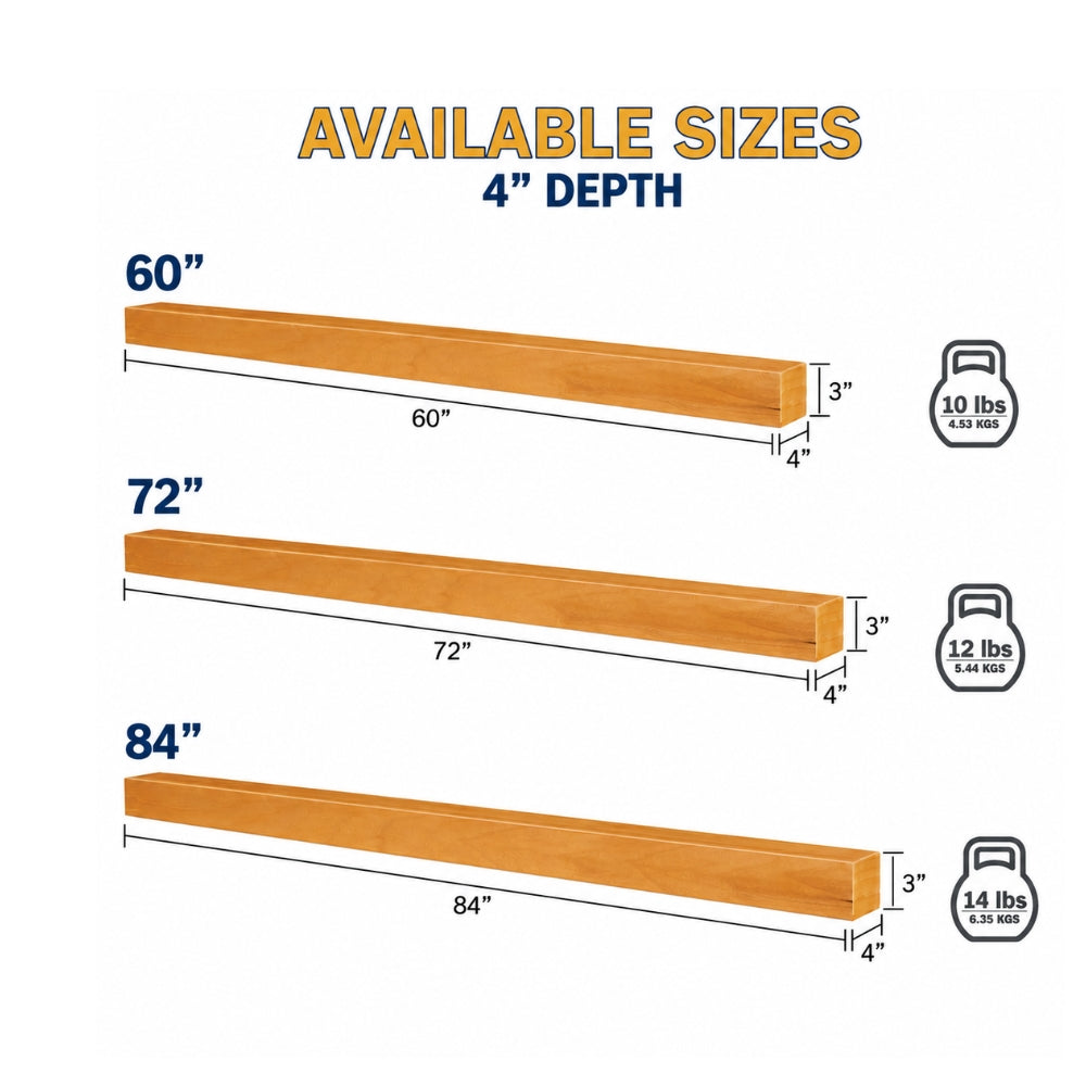 LHX Horizon Wood Mantel 4in Sizes