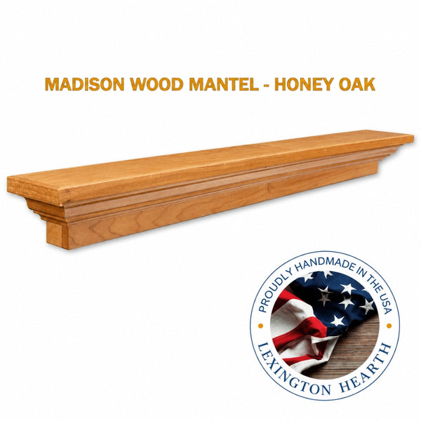 LHX Madison Wood Mantel Honey Oak