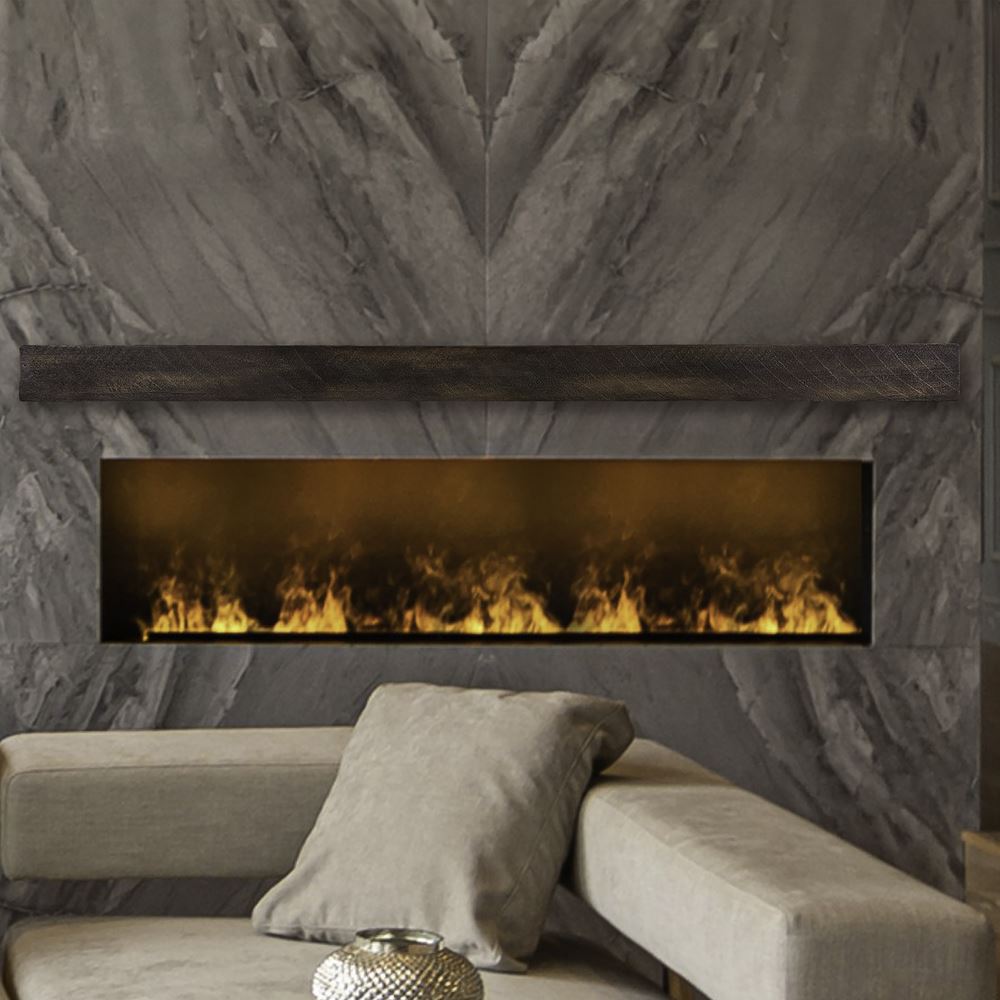 flatsawn maduro beam on a marble wall