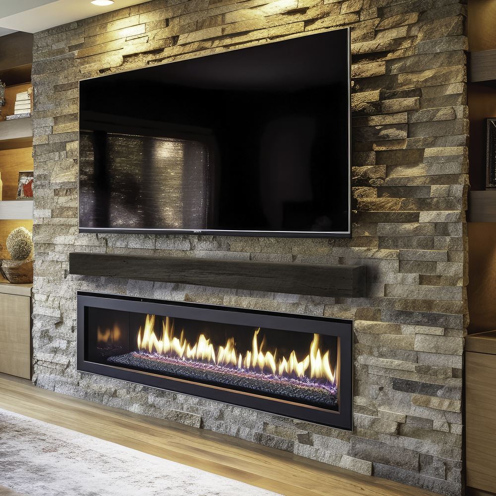 grist mill roasted chestnut mantel on a stone wall