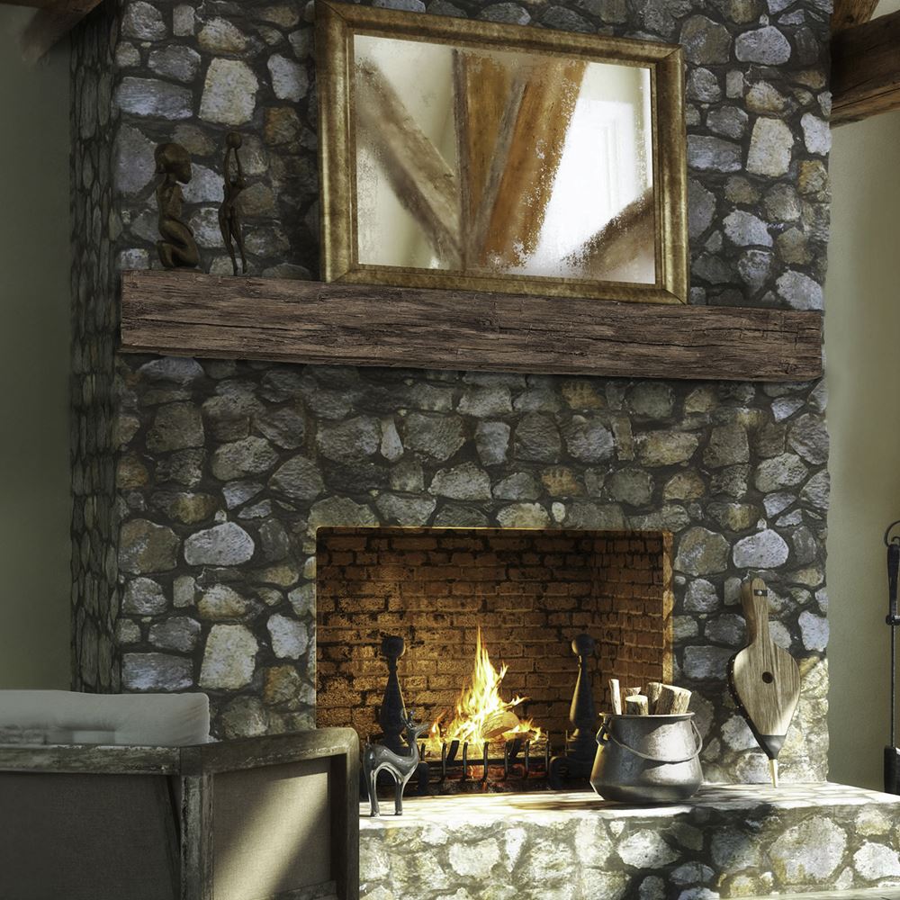 tobacco barn maduro mantel in a cabin lodge inspired space