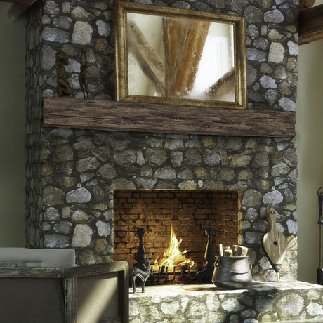 tobacco barn maduro mantel in a cabin lodge inspired space