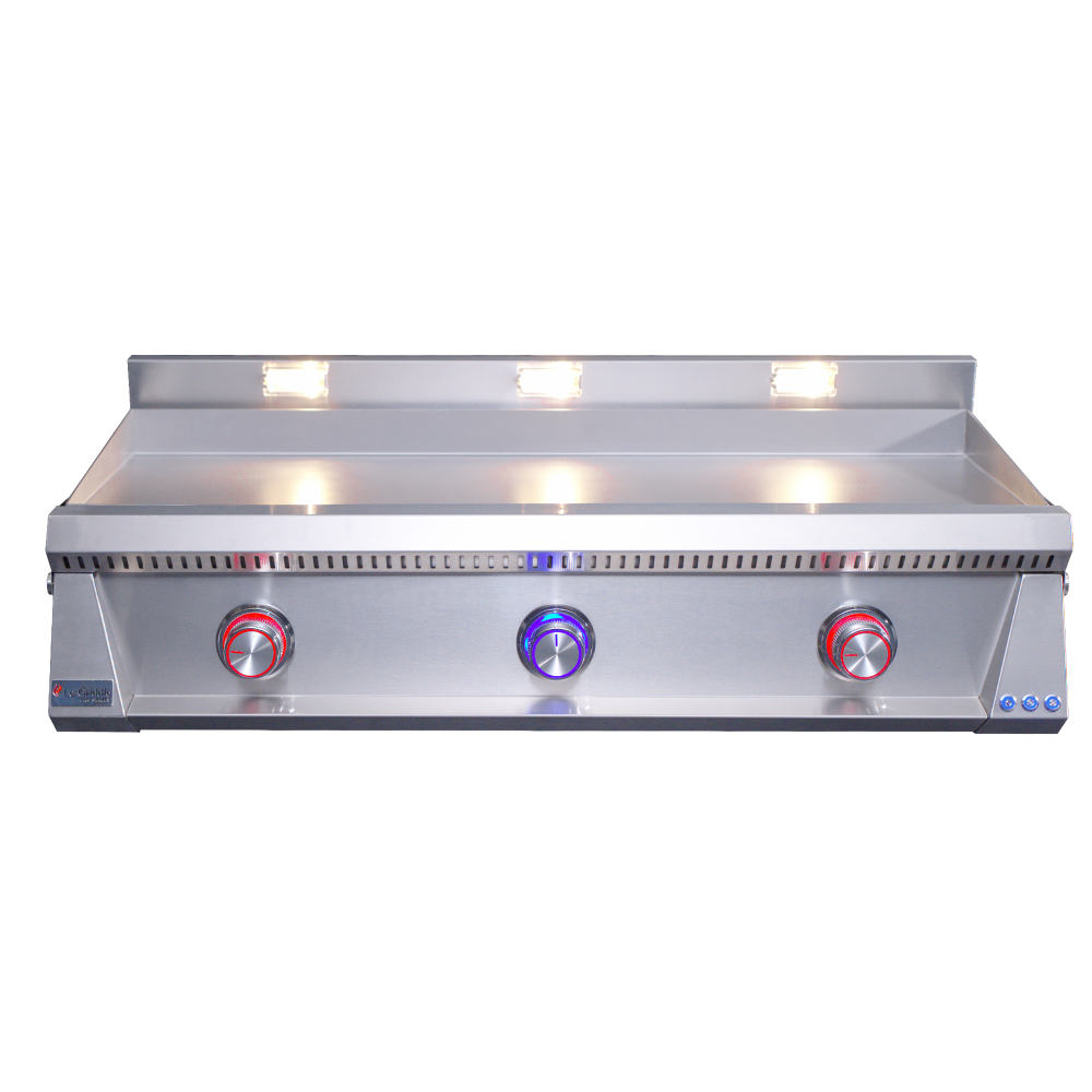 Le Griddle Pro Series 105 41-Inch 3-Burner Built-In Gas Griddle with Lights and Valve ON-OFF