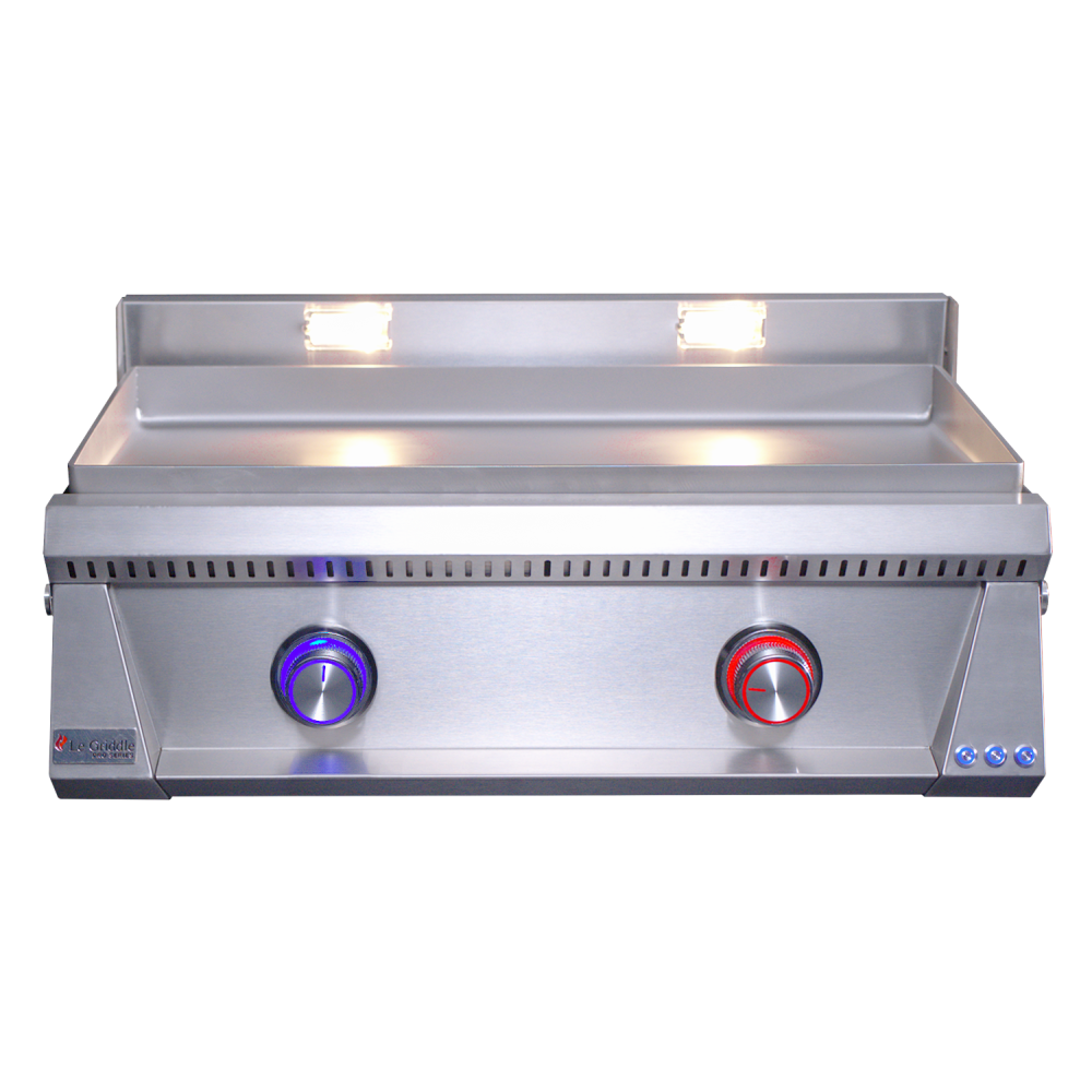 Le Griddle Pro Series 75 30-Inch 2-Burner Built-In Gas Griddle - 6mm Plate with Lights and Valve ON-OFF