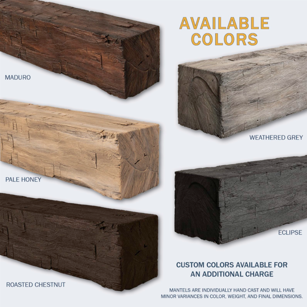 Lexington Hearth Farmhouse Concrete Faux Wood Mantel Shelf Available Colors