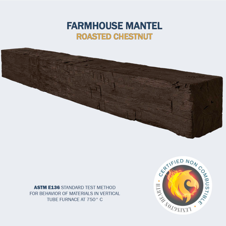 Lexington Hearth Farmhouse Concrete Faux Wood Mantel Shelf in Roasted Chestnut