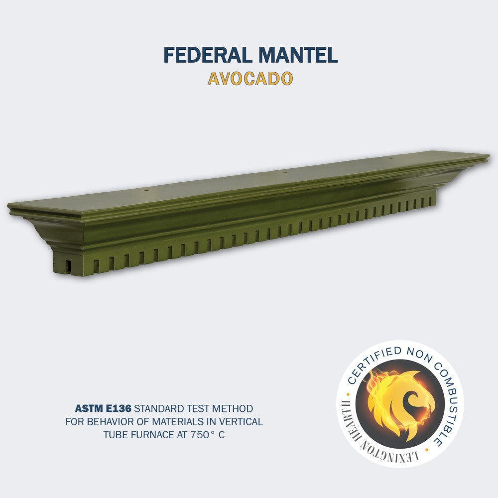 Lexington Hearth Federal Concrete Faux Wood Mantel Shelf in Avocado