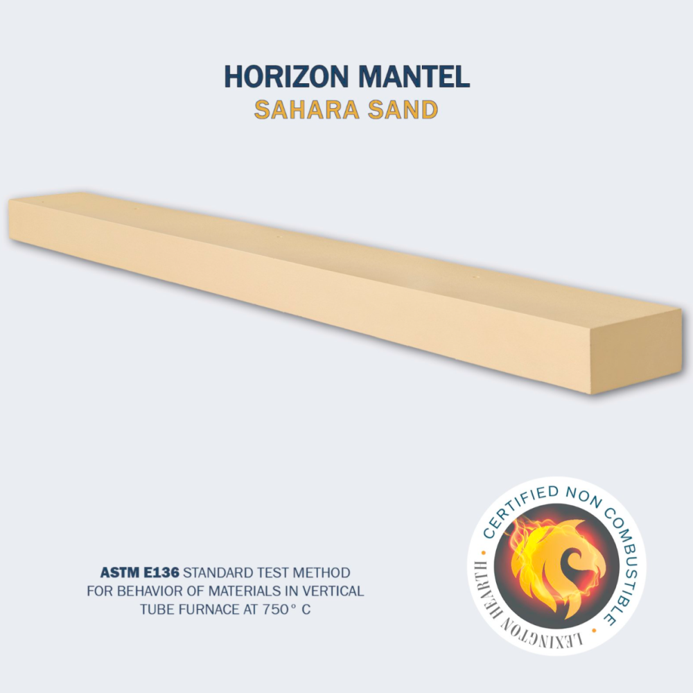 Lexington Hearth Horizon 60x6 Concrete Faux Wood Mantel Shelf in Sahara Sand