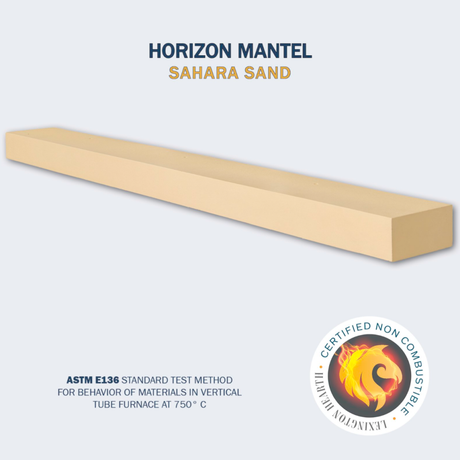 Lexington Hearth Horizon 60x6 Concrete Faux Wood Mantel Shelf in Sahara Sand