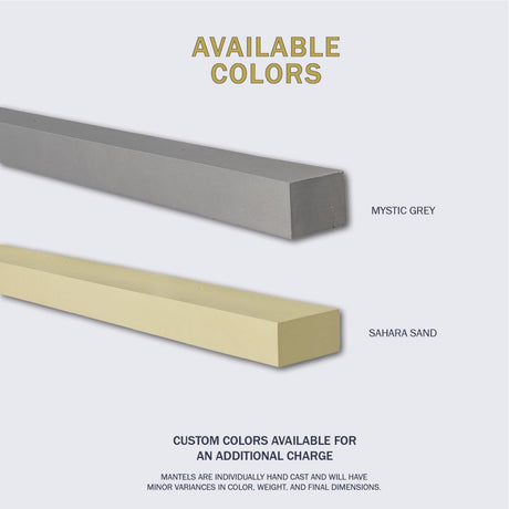 Lexington Hearth Horizon Concrete Faux Wood Mantel Shelf Available Colors