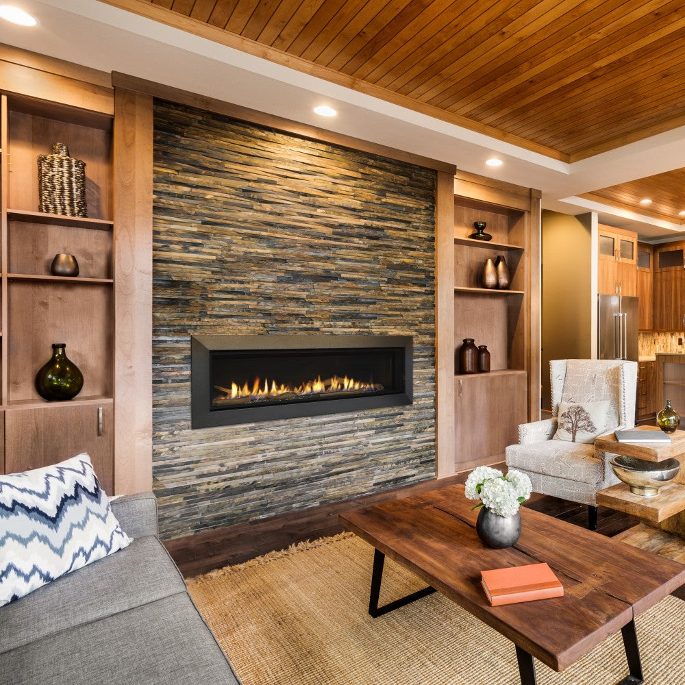 Majestic Echelon II 60-Inch Linear Vented Gas Fireplace in Living Room