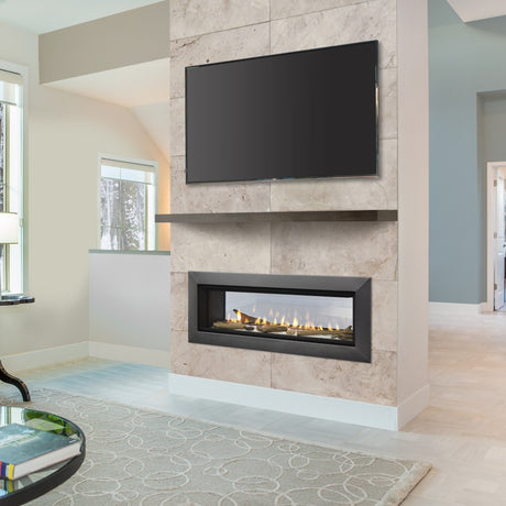Majestic Echelon II See-Through Direct Vent Gas Fireplace in Living Room and Dining Area
