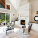 Majestic Quartz Platinum 36-Inch Vented Gas Fireplace in Living Room with Mantel
