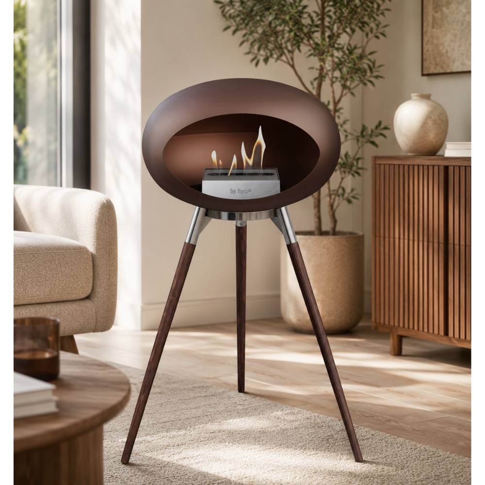 Mocca-Polished Steel Bowl Smoked Oak Legs 800203