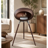 Mocca-Polished Steel Bowl Smoked Oak Legs 800203