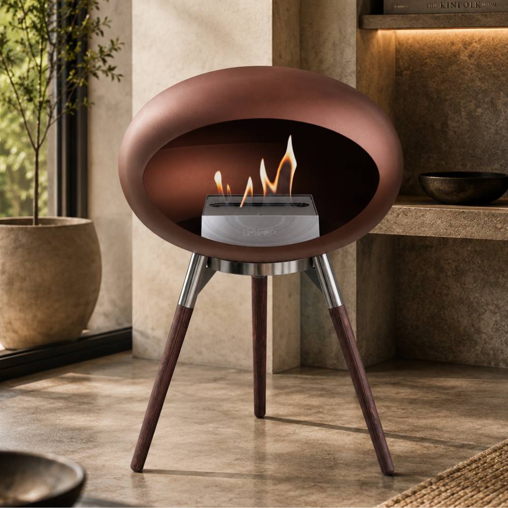 Mocca-Polished Steel Bowl Smoked Oak Legs 800206