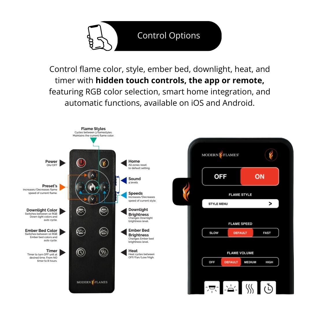  Modern Flames Orion Multi Smart Virtual Electric Fireplace Control Options