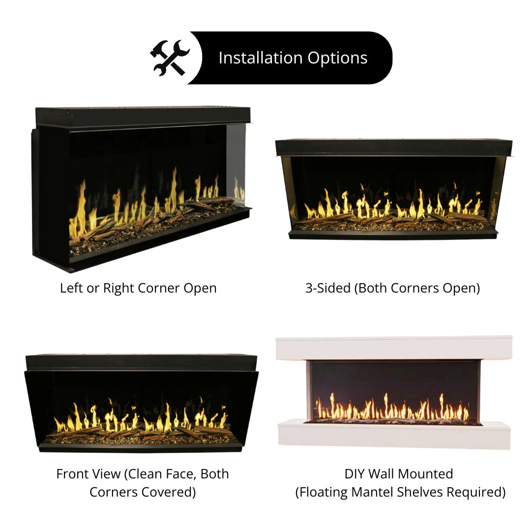 Modern Flames Orion Multi Smart Virtual Electric Fireplace Installation Options