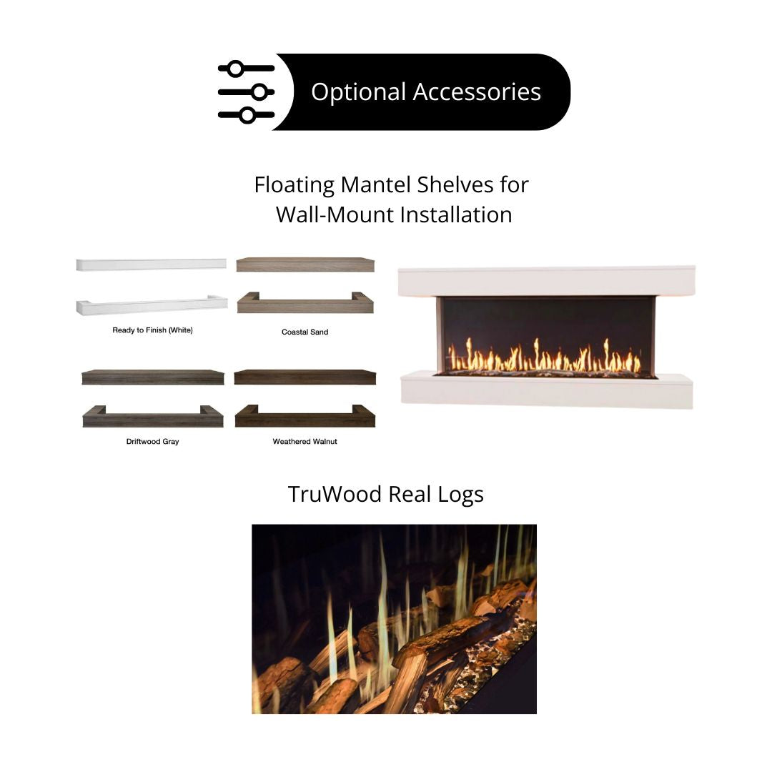 Modern Flames Orion Multi Built-In/Wall Mounted Smart Virtual Electric Fireplace with Real Flame Effect