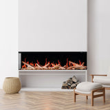 3 sided installation of the Napoleon Luminex 65-Inch Smart Electric Fireplace in a living room