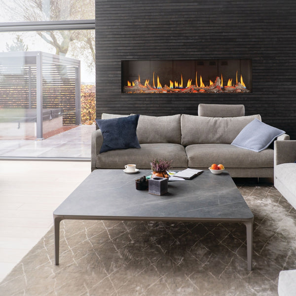 Napoleon Luminex 65-Inch Built-In Smart Electric Fireplace in a contemporary living room