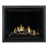 Napoleon Altitude X 42-Inch Gas Fireplace with Driftwood Log Set - Black Illusion Glass Panels - Charcoal Zen Front