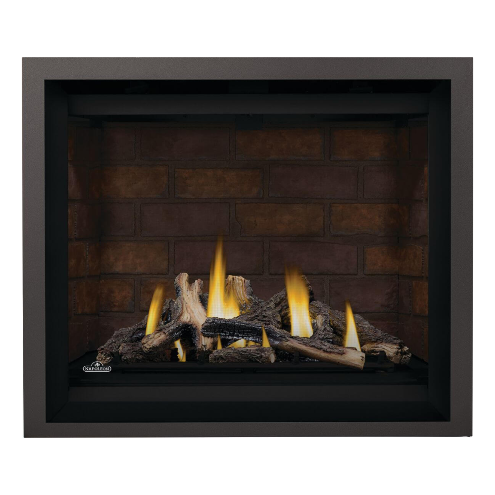 Napoleon Altitude X 42-Inch Gas Fireplace with Driftwood Log Set - Newport Panels