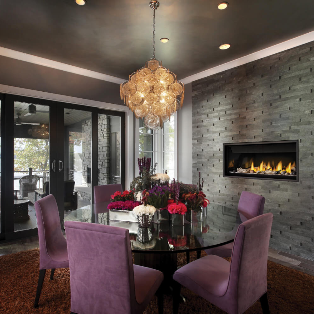 Napoleon Ascent Linear 46-Inch Gas Fireplace in Dining Room