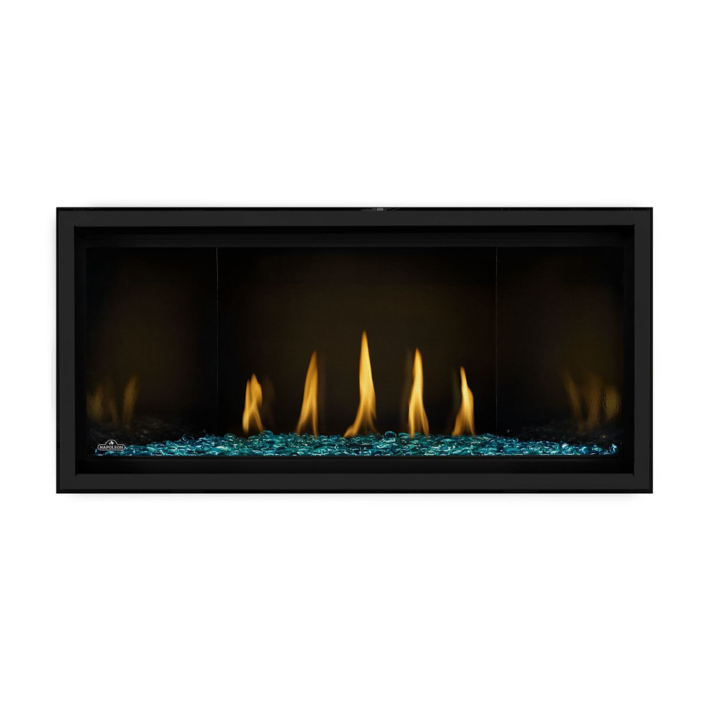 Napoleon Ascent Linear Premium Gas Fireplace with Blue Glass Beads Media Kit