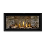Napoleon Ascent Linear Premium Gas Fireplace with Driftwood Log Set - Ledgestone Decorative Panels