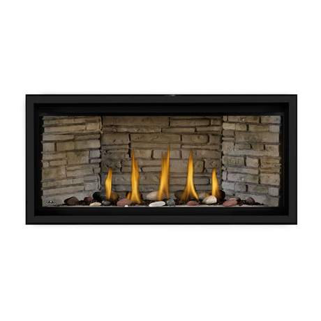 Napoleon Ascent Linear Premium Gas Fireplace with Mineral Rock Media Kit - Ledgestone Decorative Panels
