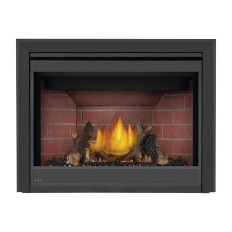 Napoleon Ascent X 42-Inch Gas Fireplace with Oak Log Set - Old Town Red Standard Panels - 3-Inch Premium Bevelled Trim