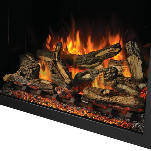 Napoleon Elevation Built-in Electric Fireplace with Log Set in Dark Orange Ember Bed and Top Light OFF