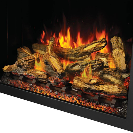 Napoleon Elevation Built-in Electric Fireplace with Log Set in Dark Orange Ember Bed and Top Light Yellow