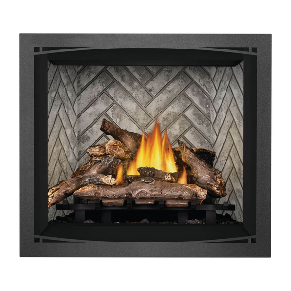 Napoleon Elevation Gas Fireplace with Glacier Herringbone Panels - Charcoal Zen Front